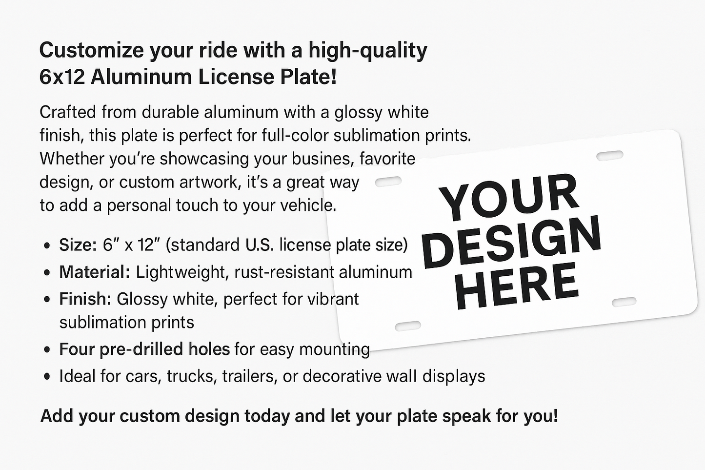6X12 License Plate - Custom